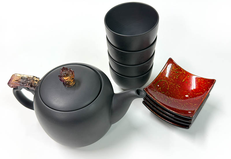 大夾碳黑陶壺組